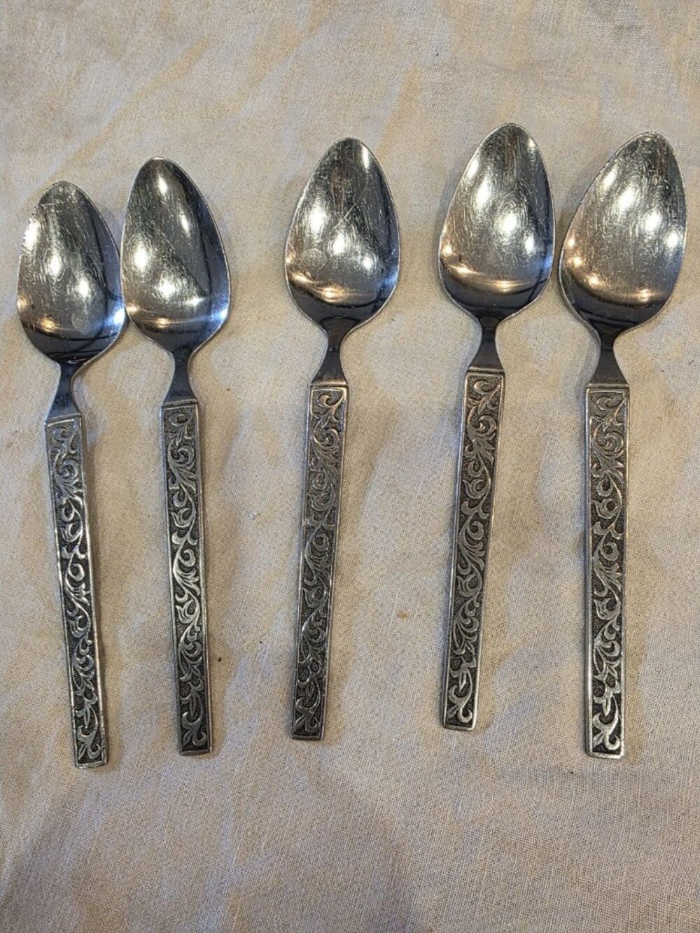 Set of 5 Vintage Riviera MONTEREY Stainless Silverware Flatware 7.5" Soup Spoons
